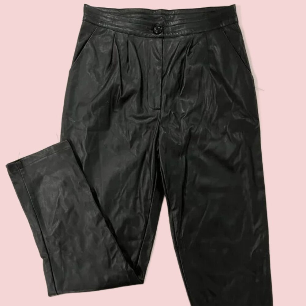 NWT Princess Polly "Love Club Pants" Faux Leather Black Pants Straight Leg Sz 6